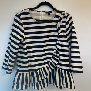 J. Crew Striped Ruffle Top - Size L